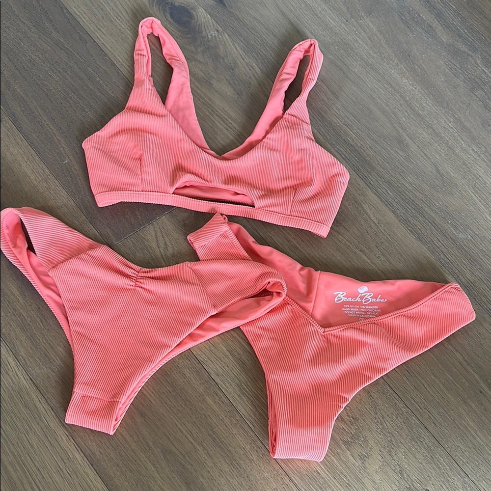 Beach Babe Coral Bikini Set
